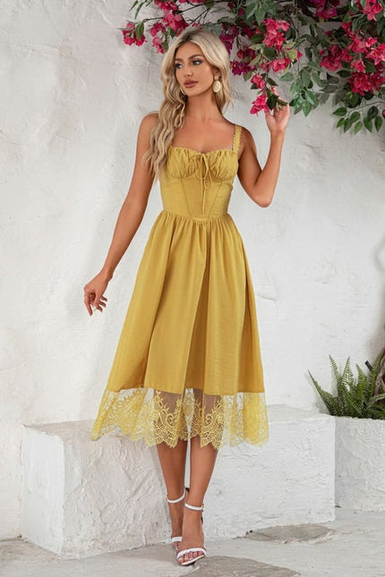 Robe Jaune En Dentelle - gallery 4