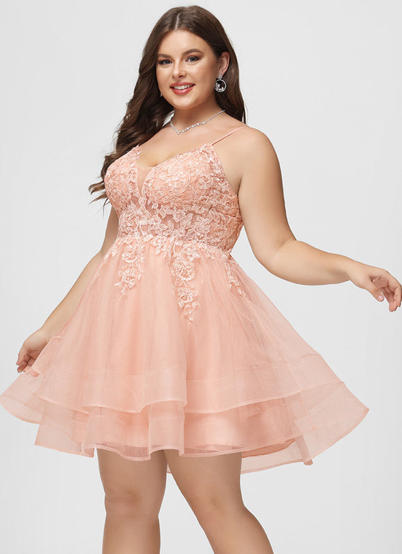 Robe Dentelle Courte Tulle Floral - gallery 9