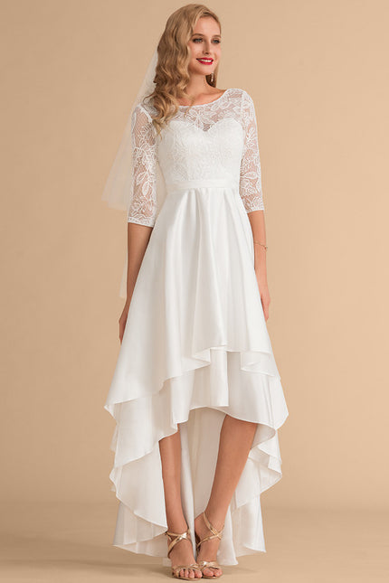 Robe Dentelle Asymétrique Satinée - gallery 4