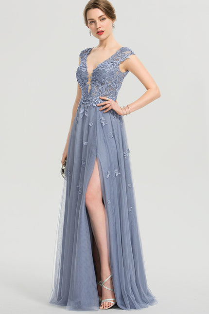 Robe Dentelle Grise Élégante - gallery 5