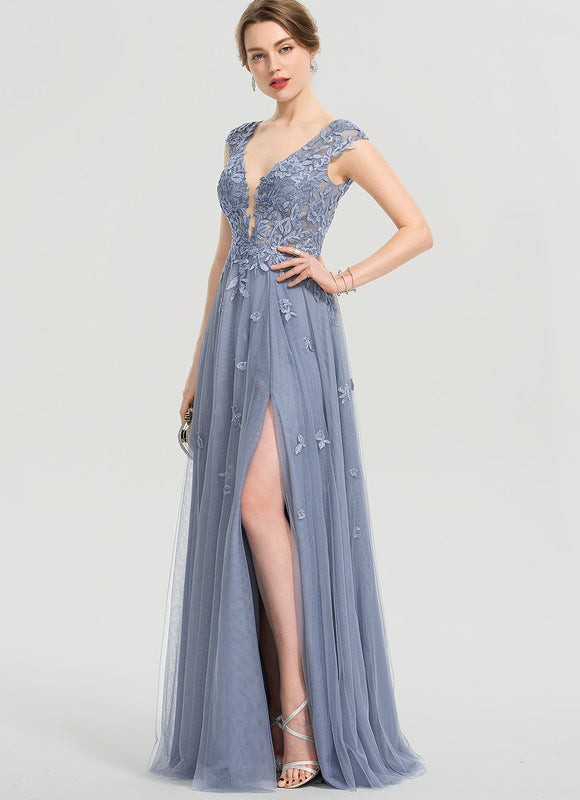 Robe Dentelle Grise Élégante - gallery 5