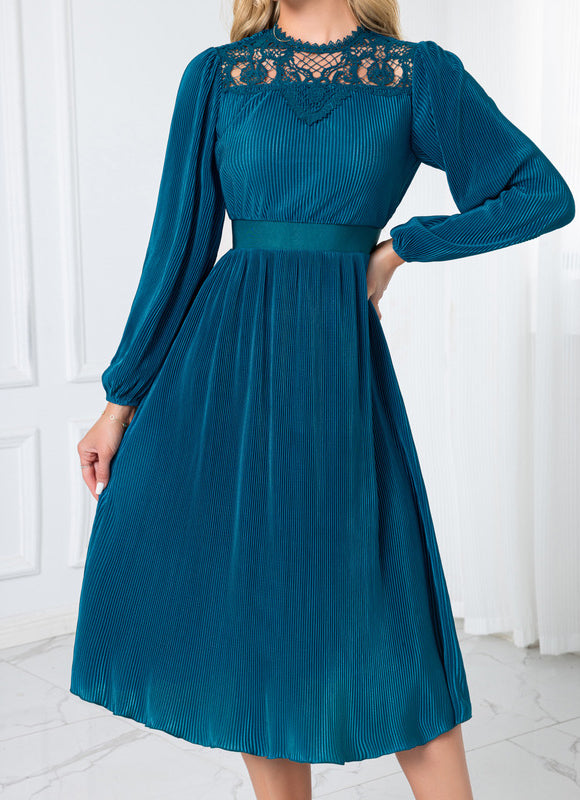 Robe Dentelle Midi Plissée Chic - gallery 3