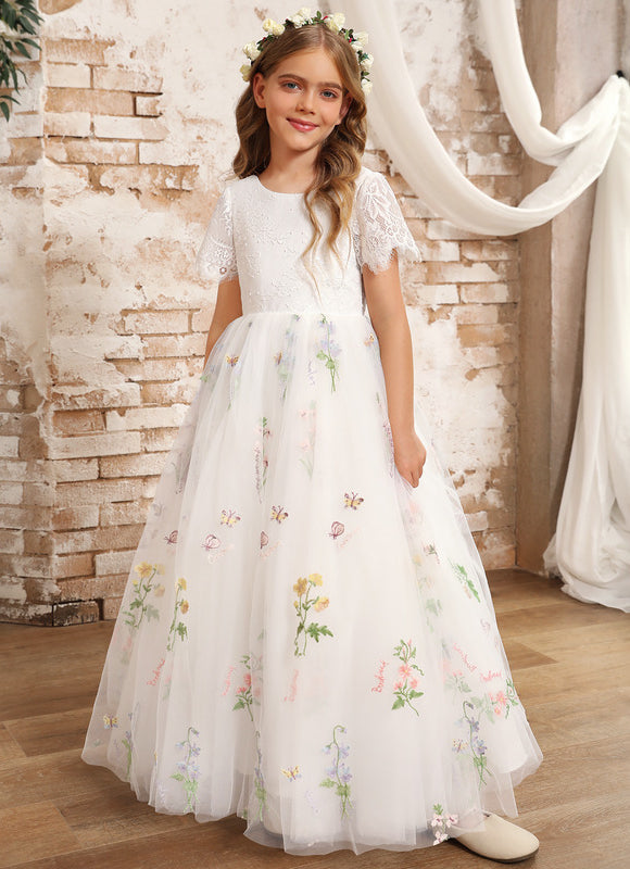 Robe Dentelle Tulle Marine Fleurie - gallery 1