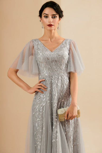 Robe Dentelle Vaporeuse Argentée - gallery 5