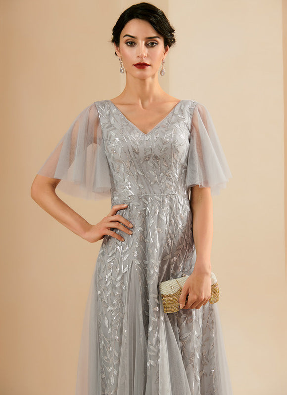 Robe Dentelle Vaporeuse Argentée - gallery 5
