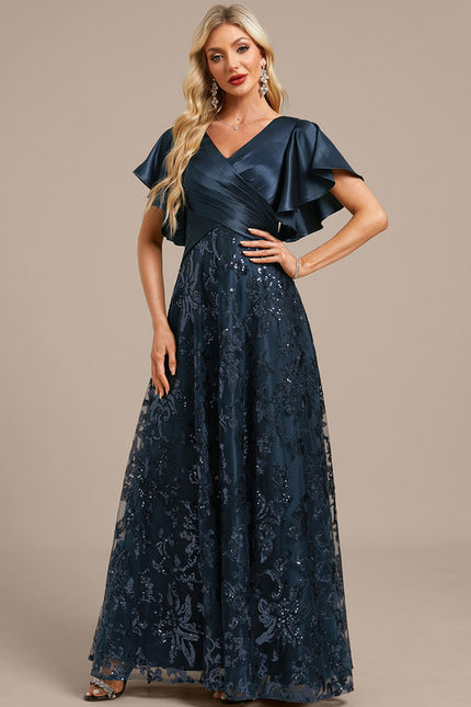 Robe Dentelle Soirée Fluide Satinée - gallery 4