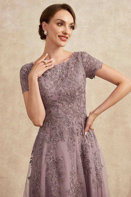 Robe Dentelle Mauve Ornée - gallery 1