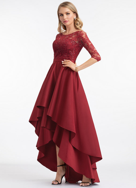 Robe De Soirée Longue Rouge Dentelle - gallery 2