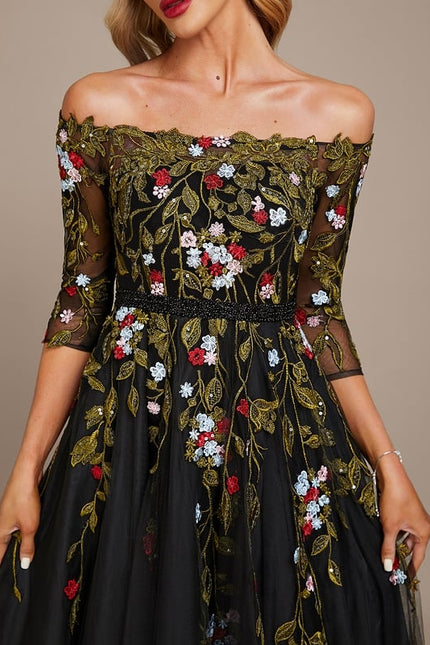 Robe Dentelle De Gala Florale - gallery 3