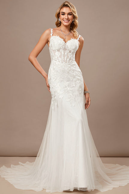 Robe Dentelle Sirène Tulle Floral - gallery 1