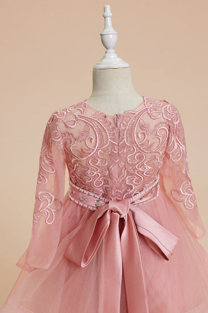 Robe Dentelle Volants Rose - gallery 3