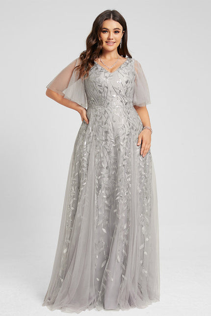 Robe Dentelle Vaporeuse Argentée - gallery 6