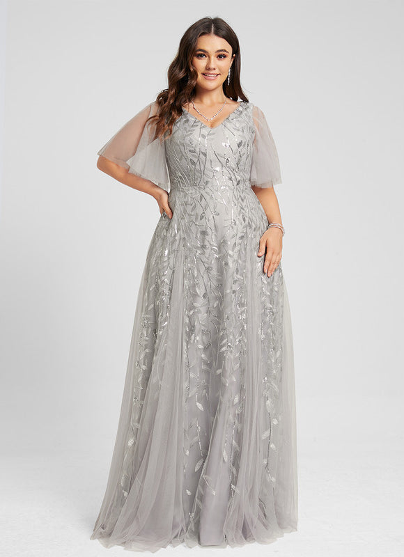 Robe Dentelle Vaporeuse Argentée - gallery 6