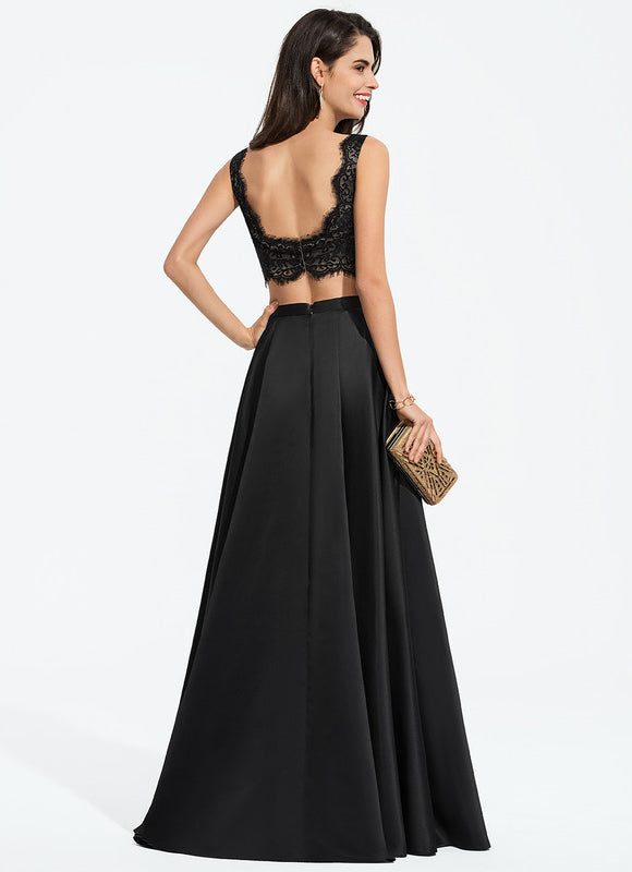 Robe Fendue Dentelle - gallery 1