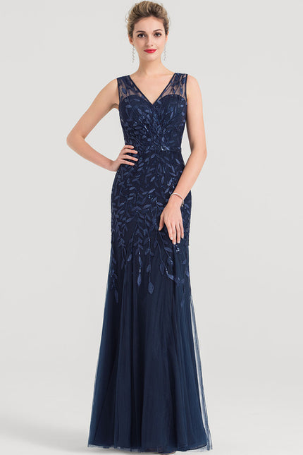 Robe Dentelle Marine Pailletée - gallery 2