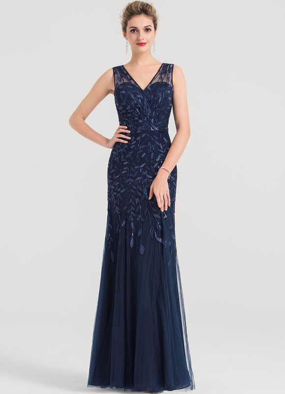 Robe Dentelle Marine Pailletée - gallery 2