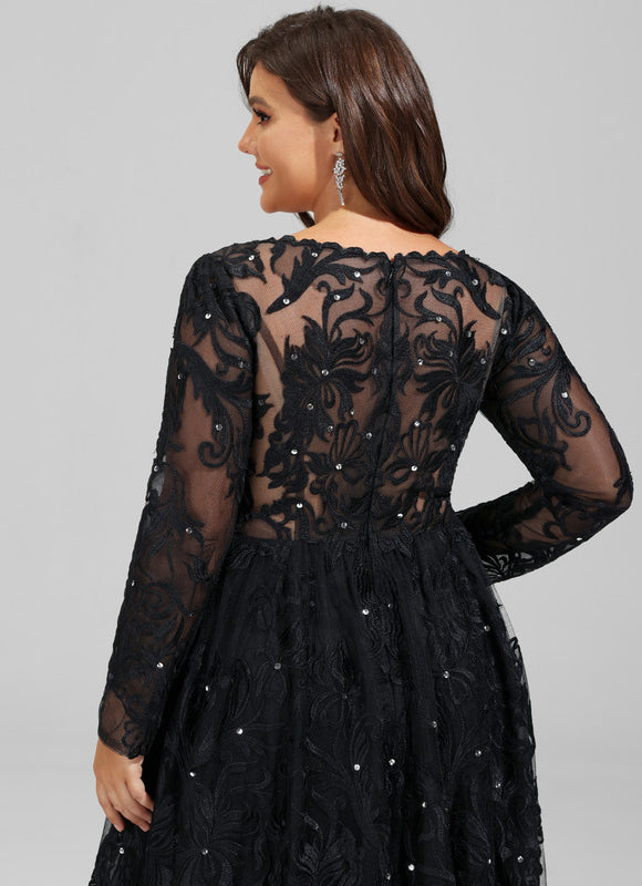 Robe Dentelle De Soirée Scintillante - gallery 8