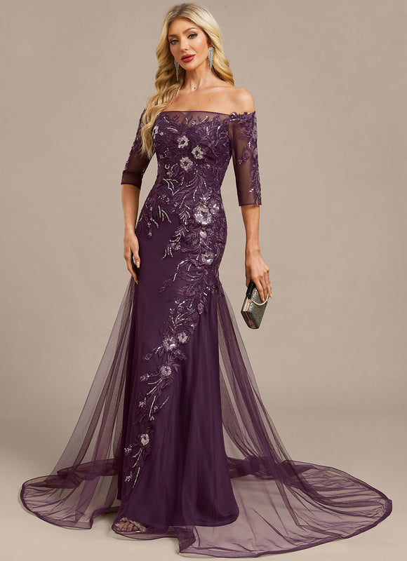 Robe Dentelle Violette Ornée - gallery 4