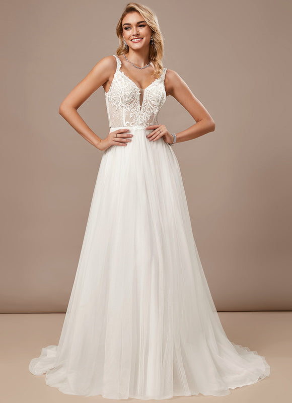 Robe De Mariee Fluide Et Dentelle