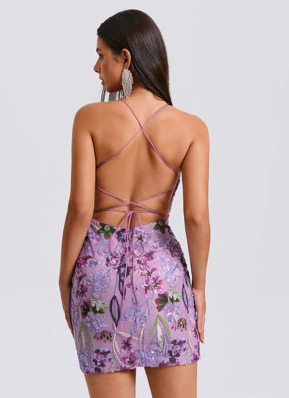 Robe Moulante Courte Dentelle - gallery 2