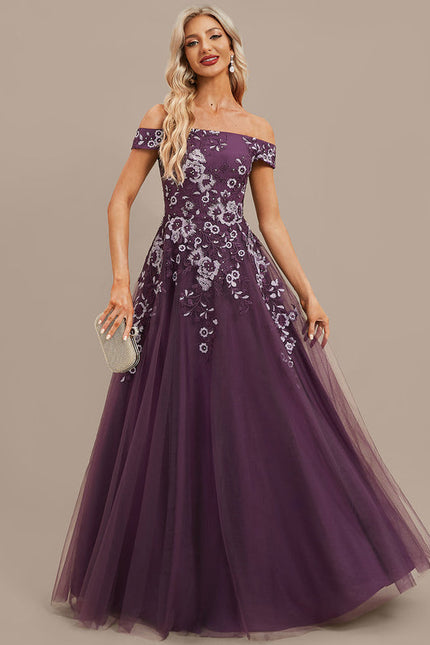 Robe Dentelle Soirée Violette Tulle