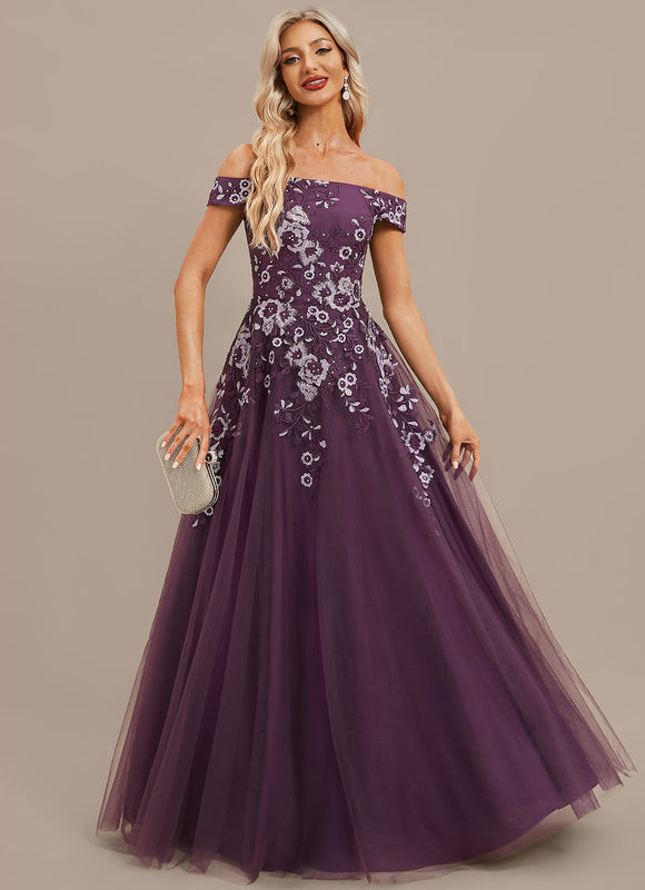 Robe Dentelle Soirée Violette Tulle