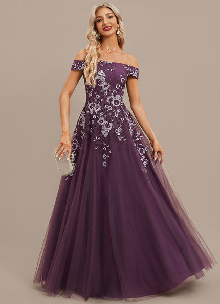 Robe Dentelle Soirée Violette Tulle