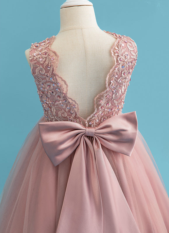 Robe Dentelle Fille Rose Élégante - gallery 7