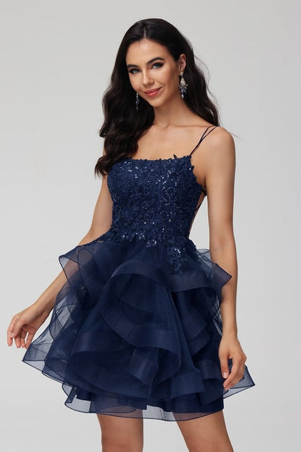 Robe Dentelle Tulle Festif Marine - gallery 6