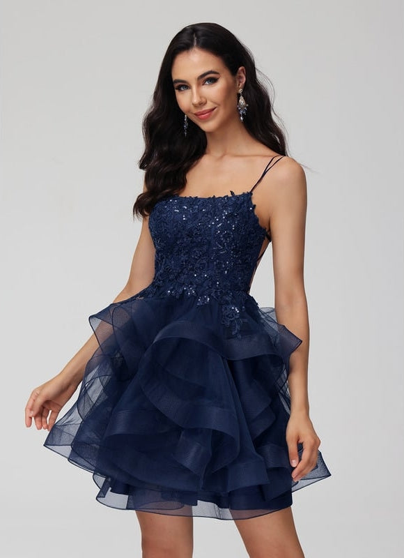 Robe Dentelle Tulle Festif Marine - gallery 6