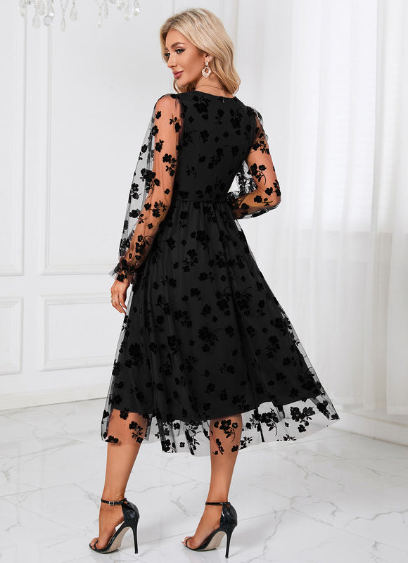 Robe Dentelle Tulle Floral Élégante - gallery 3