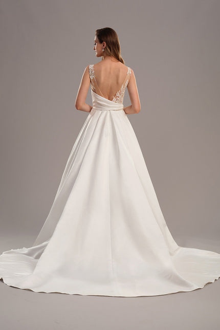 Robe Dentelle Satinée Épurée - gallery 4