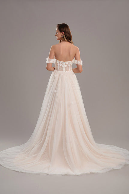 Robe Dentelle Nuptiale Florale Satinée - gallery 6