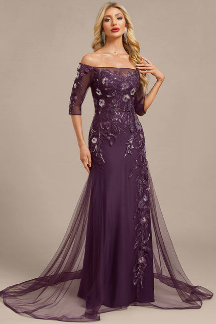 Robe Dentelle Violette Ornée