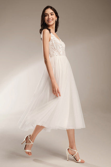 Robe Trapeze Blanche Dentelle - gallery 7