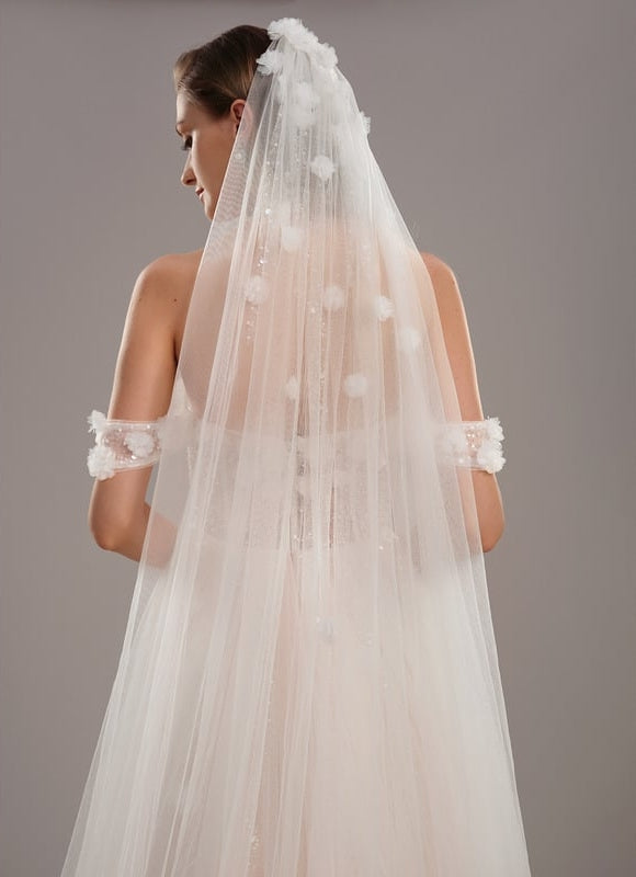 Robe Dentelle Nuptiale Florale Satinée - gallery 4