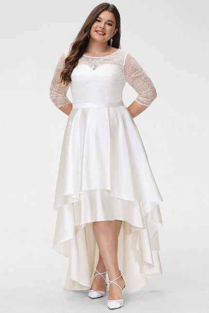 Robe Dentelle Asymétrique Satinée - gallery 5