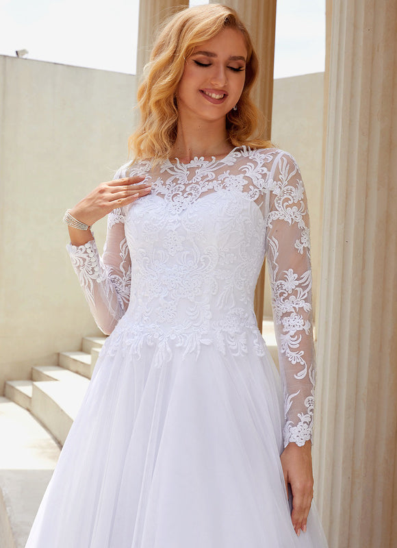 Robe Dentelle Classique Tulle Élégant - gallery 5