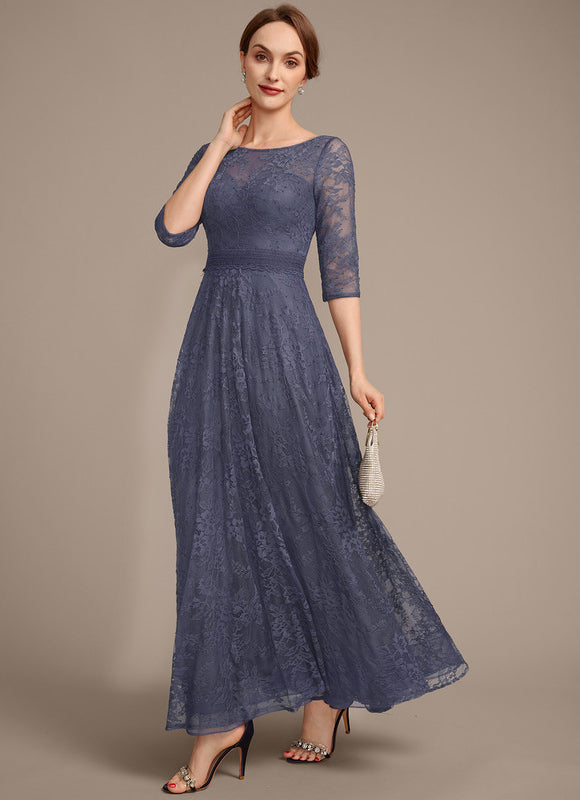 Robe Dentelle En Dentelle Bleu - gallery 4
