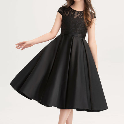Robe Dentelle Satin Noir