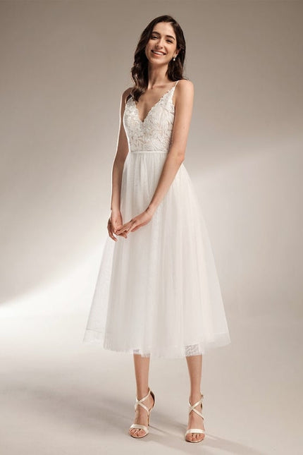 Robe Trapeze Blanche Dentelle - gallery 2