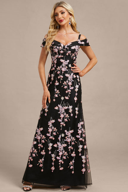 Robe Dentelle Florale Noire - gallery 4