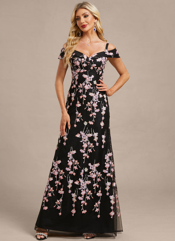 Robe Dentelle Florale Noire - gallery 4