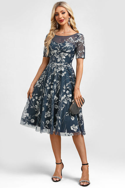 Robe Dentelle Florale Marine - gallery 4