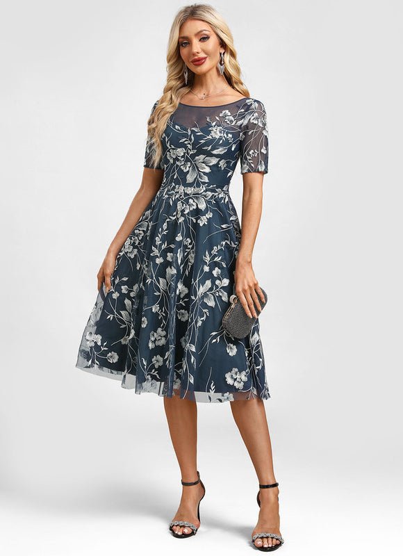 Robe Dentelle Florale Marine - gallery 4