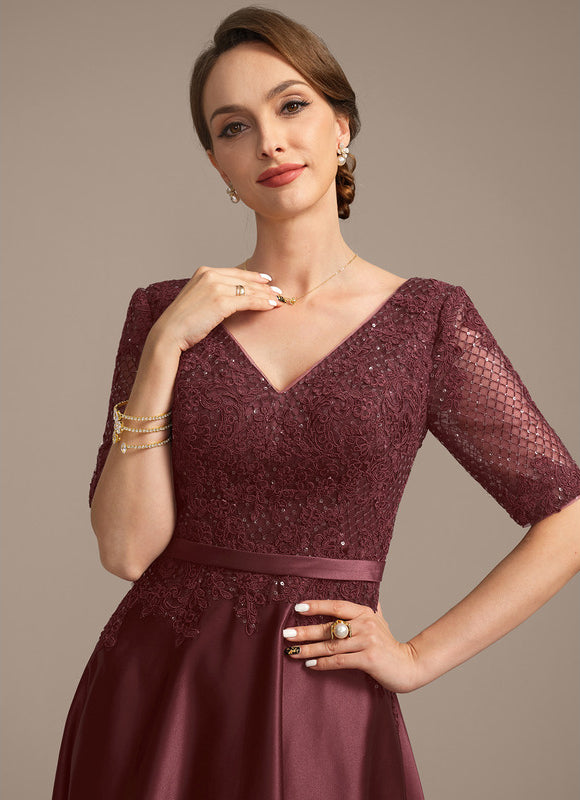 Robe Dentelle Mère Satinée Élégante - gallery 1