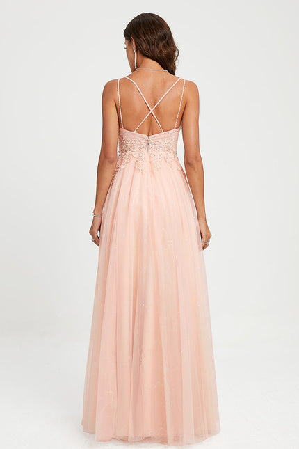 Robe Dentelle Élégante Rose - gallery 1