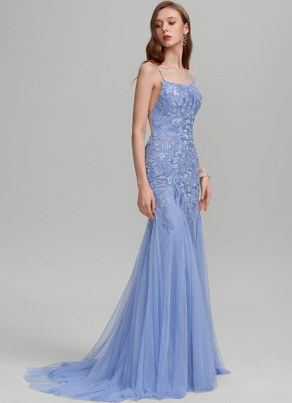 Robe Dentelle Bleu Pastel Élégante - gallery 3