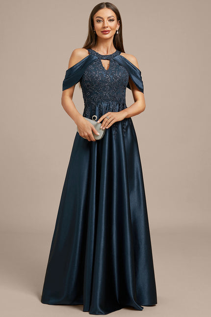 Robe Dentelle Satin Émeraude - gallery 2