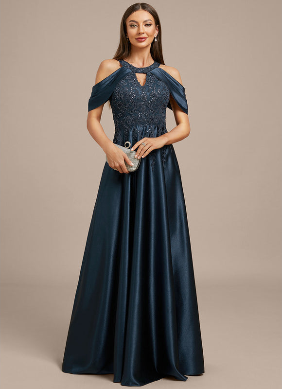 Robe Dentelle Satin Émeraude - gallery 2